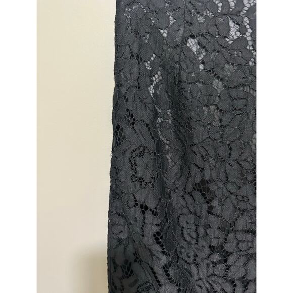 WHBH Black Floral Lace Overlay Lined Pencil Skirt Size 2 - Picture 2 of 9